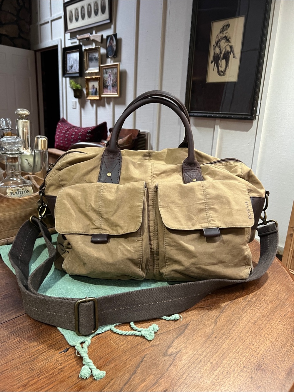 Fossil Wagner Waxed Canvas Duffel Bag